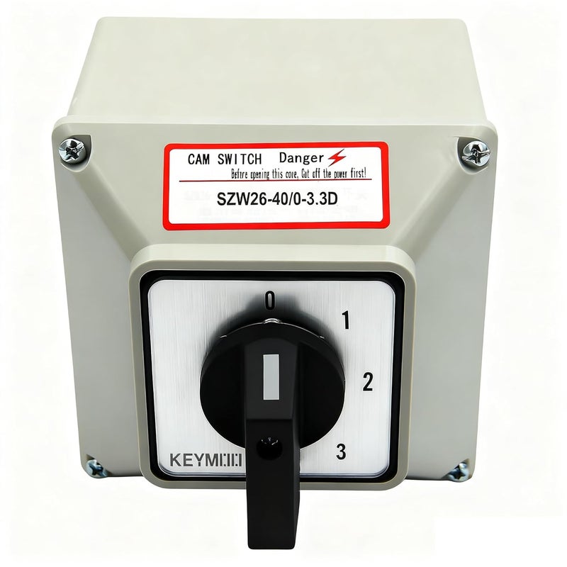 Keymoo 40A Changeover Switch with Exterior Box, 4 Positions 3 Poles, Universal Selector Switch, Cam Switch Box IP65 - Image 1